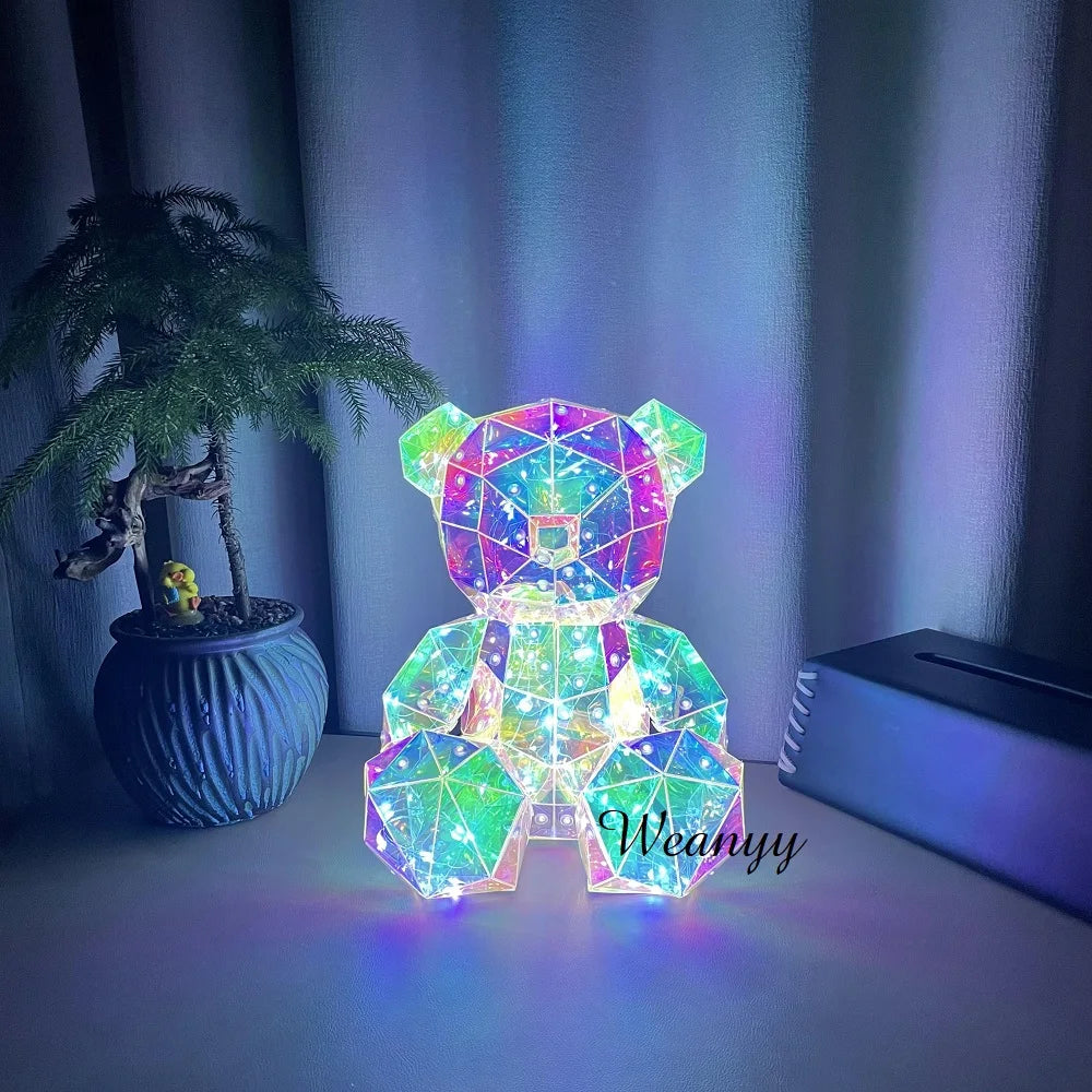 Luminous Teddy Bear Night Ambient LED Light 3D Twinkle Bear USB Projector Kids Gift Romantic Girlfriend Gift Valentine‘S Bedroom