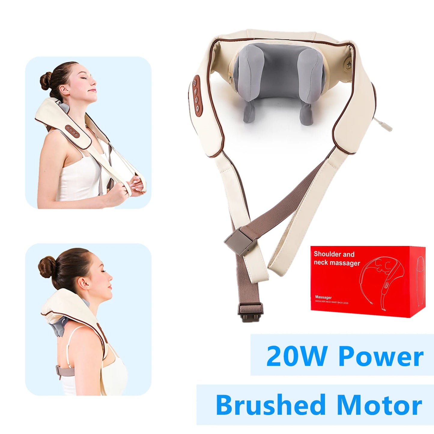 26W Neck and Shoulder Massager Wireless Shoulder and Back Kneading Massage Shawl Trapezius Neck Cervical Masajeador