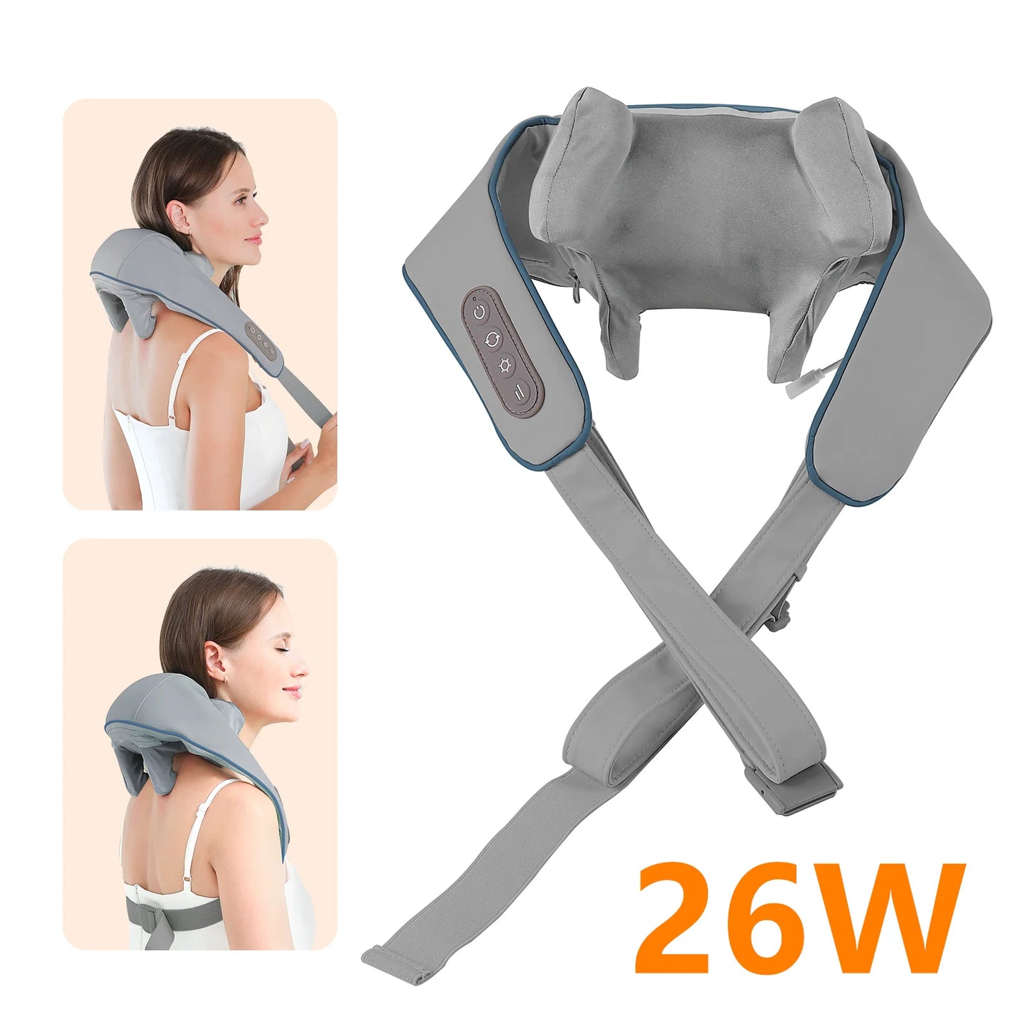 26W Neck and Shoulder Massager Wireless Shoulder and Back Kneading Massage Shawl Trapezius Neck Cervical Masajeador