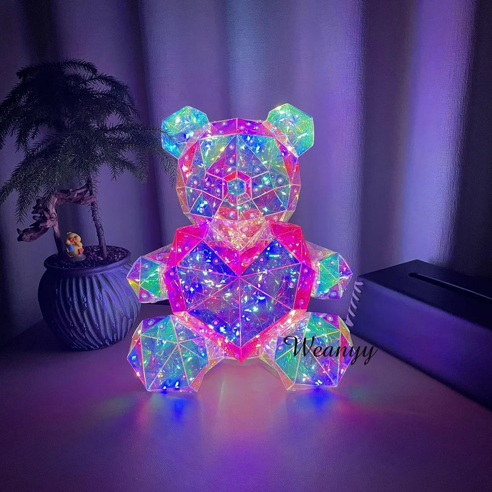 Luminous Teddy Bear Night Ambient LED Light 3D Twinkle Bear USB Projector Kids Gift Romantic Girlfriend Gift Valentine‘S Bedroom