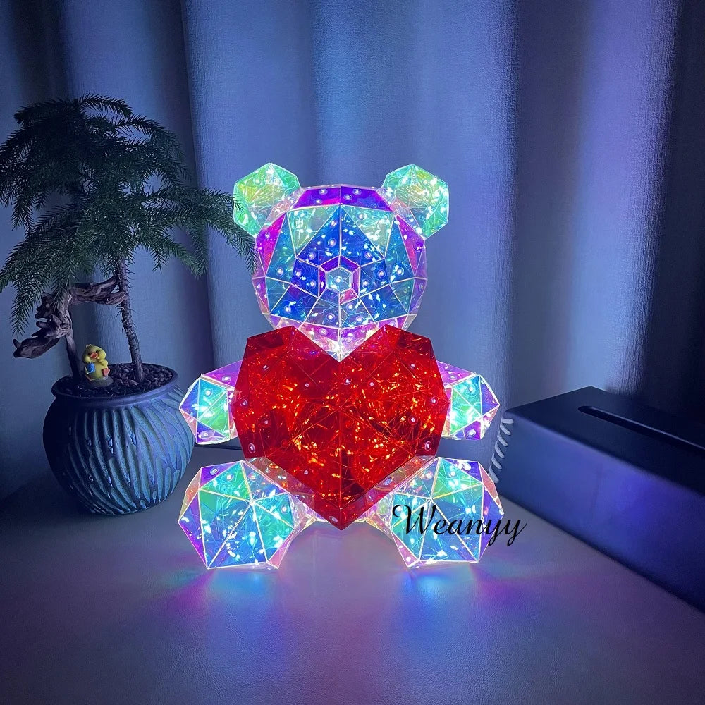 Luminous Teddy Bear Night Ambient LED Light 3D Twinkle Bear USB Projector Kids Gift Romantic Girlfriend Gift Valentine‘S Bedroom