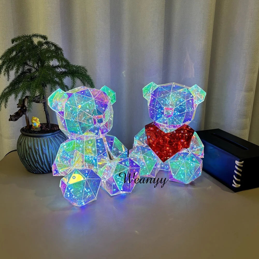 Luminous Teddy Bear Night Ambient LED Light 3D Twinkle Bear USB Projector Kids Gift Romantic Girlfriend Gift Valentine‘S Bedroom