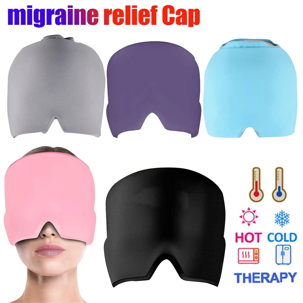 Relief Headgear Migraine Relief Cap Gel Ice Cap Cold Compress Therapy Cap Ice Head Wrap Pack Eye Mask for Pressure Relieve Pain