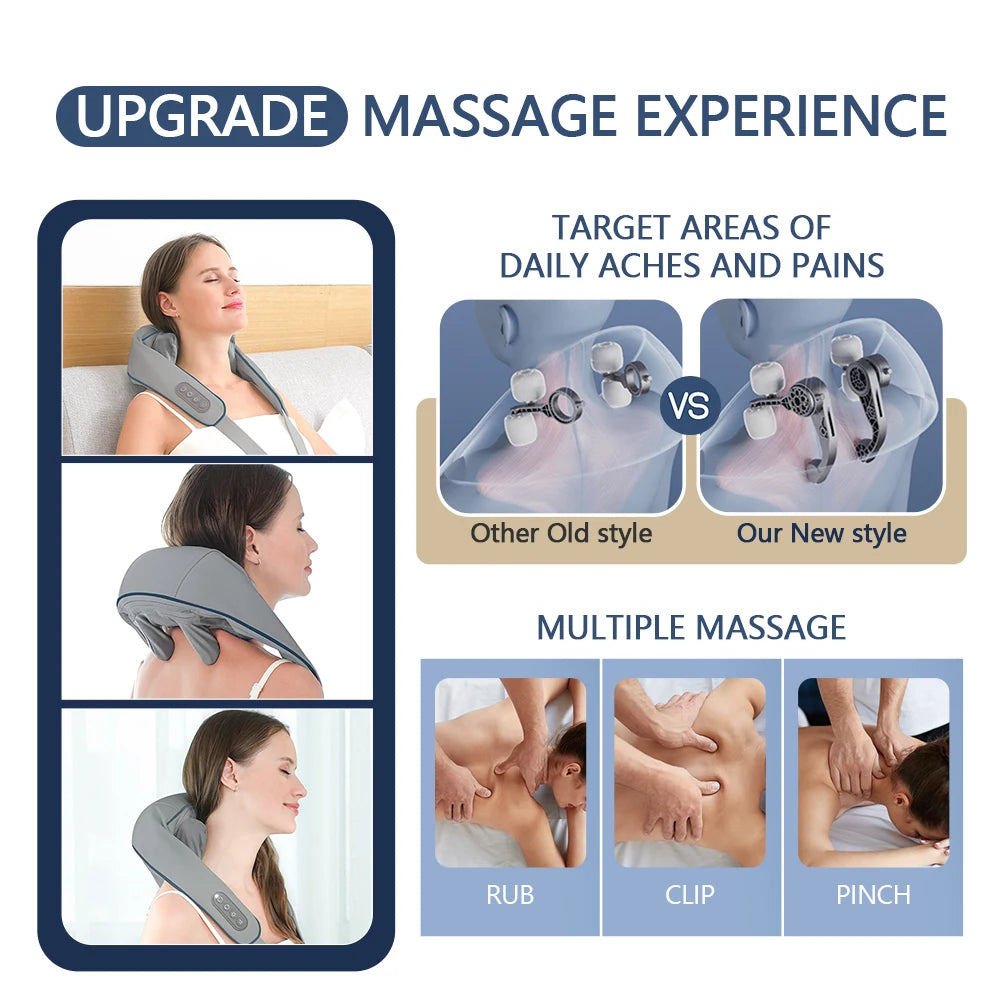 26W Neck and Shoulder Massager Wireless Shoulder and Back Kneading Massage Shawl Trapezius Neck Cervical Masajeador