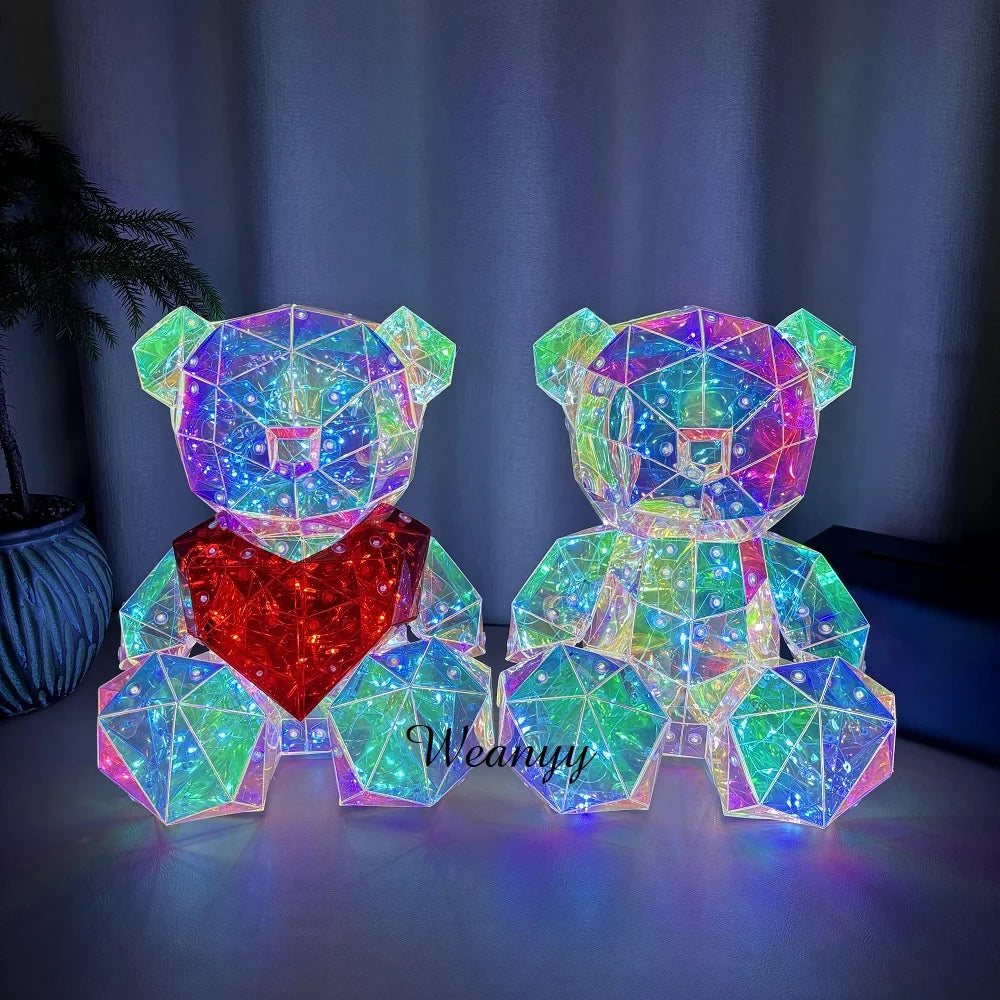 Luminous Teddy Bear Night Ambient LED Light 3D Twinkle Bear USB Projector Kids Gift Romantic Girlfriend Gift Valentine‘S Bedroom